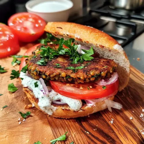 Knusprige Linsen-Gemüse-Patties-Sandwich