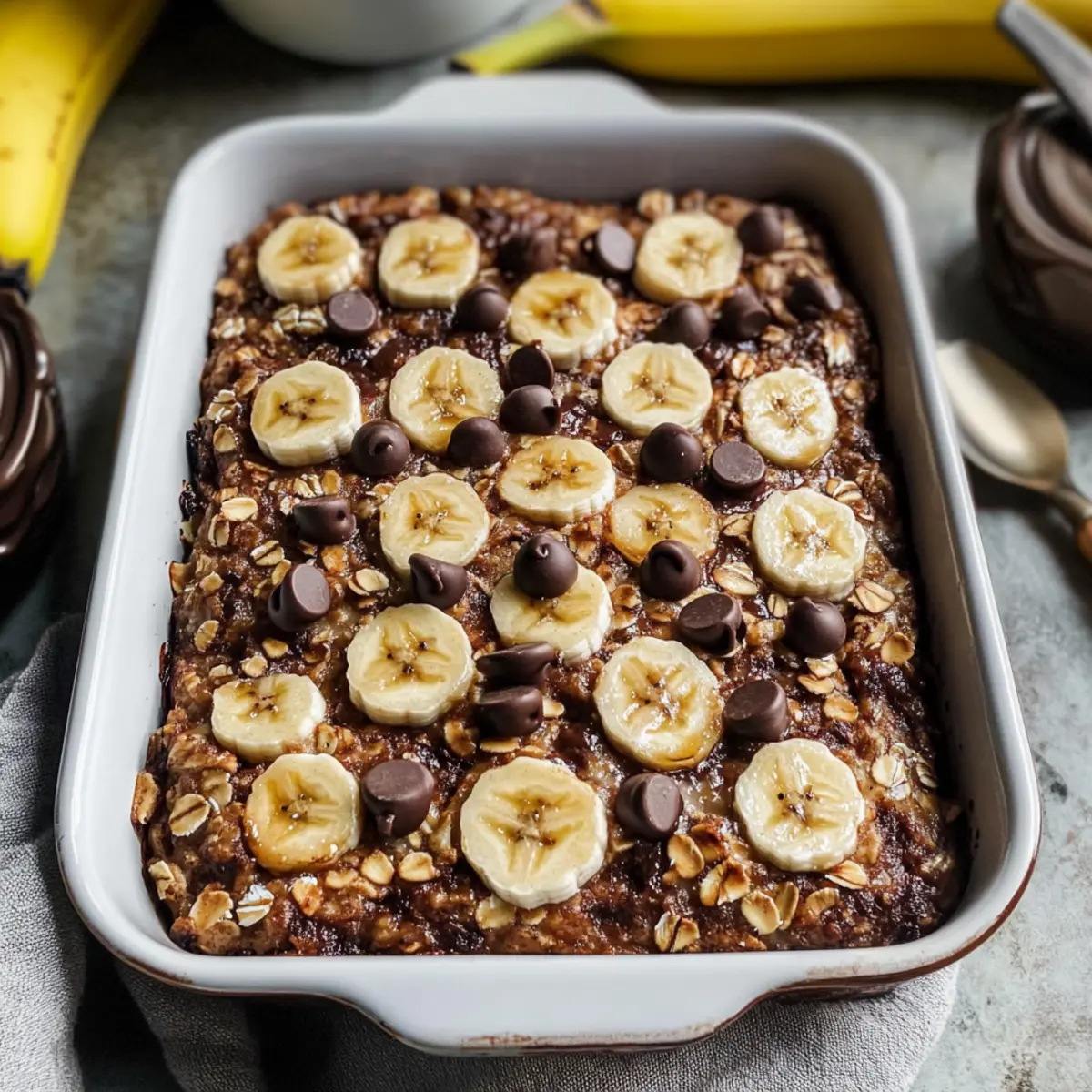 Schokoladen-Erdnussbutter-Bananen-gebackenes Haferflocken