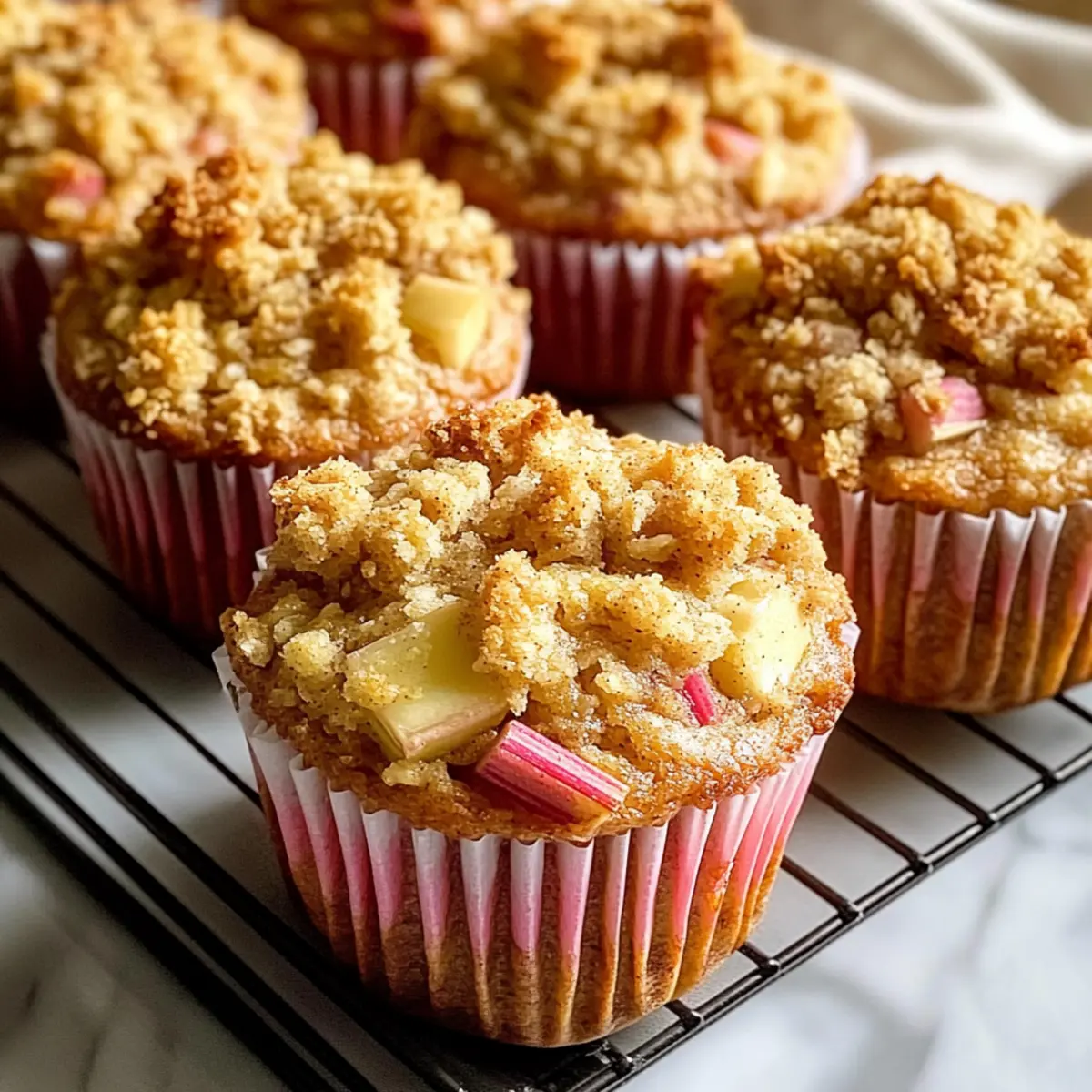 Klassische Rhabarber Hafer Muffins mit Zimt Butter Streuseln