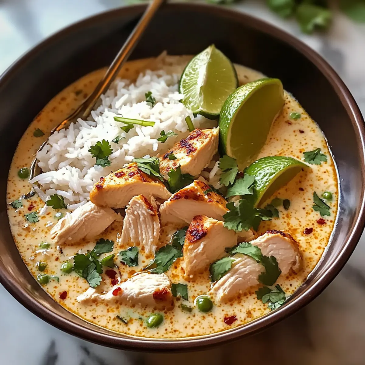 Kokosnuss-Hühnchen-Brühe Reis