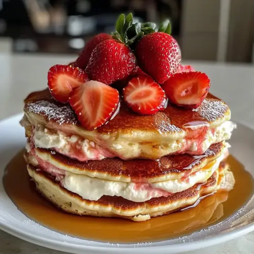 Fluffy Erdbeer Cheesecake Pfannkuchen