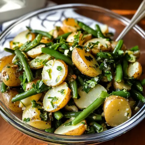 Französischer Kartoffel- und grüne Bohnen-Salat