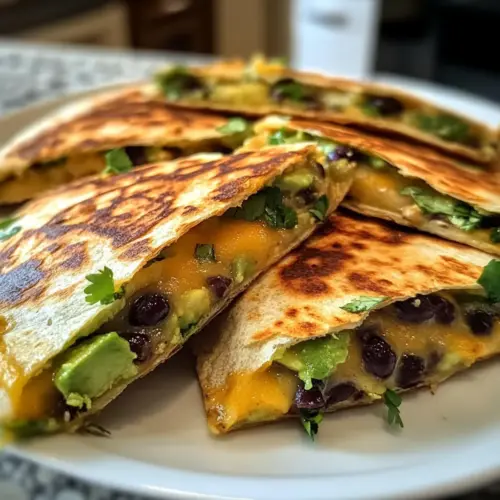 Vegetarische Avocado- und schwarzen Bohnen-Quesadilla