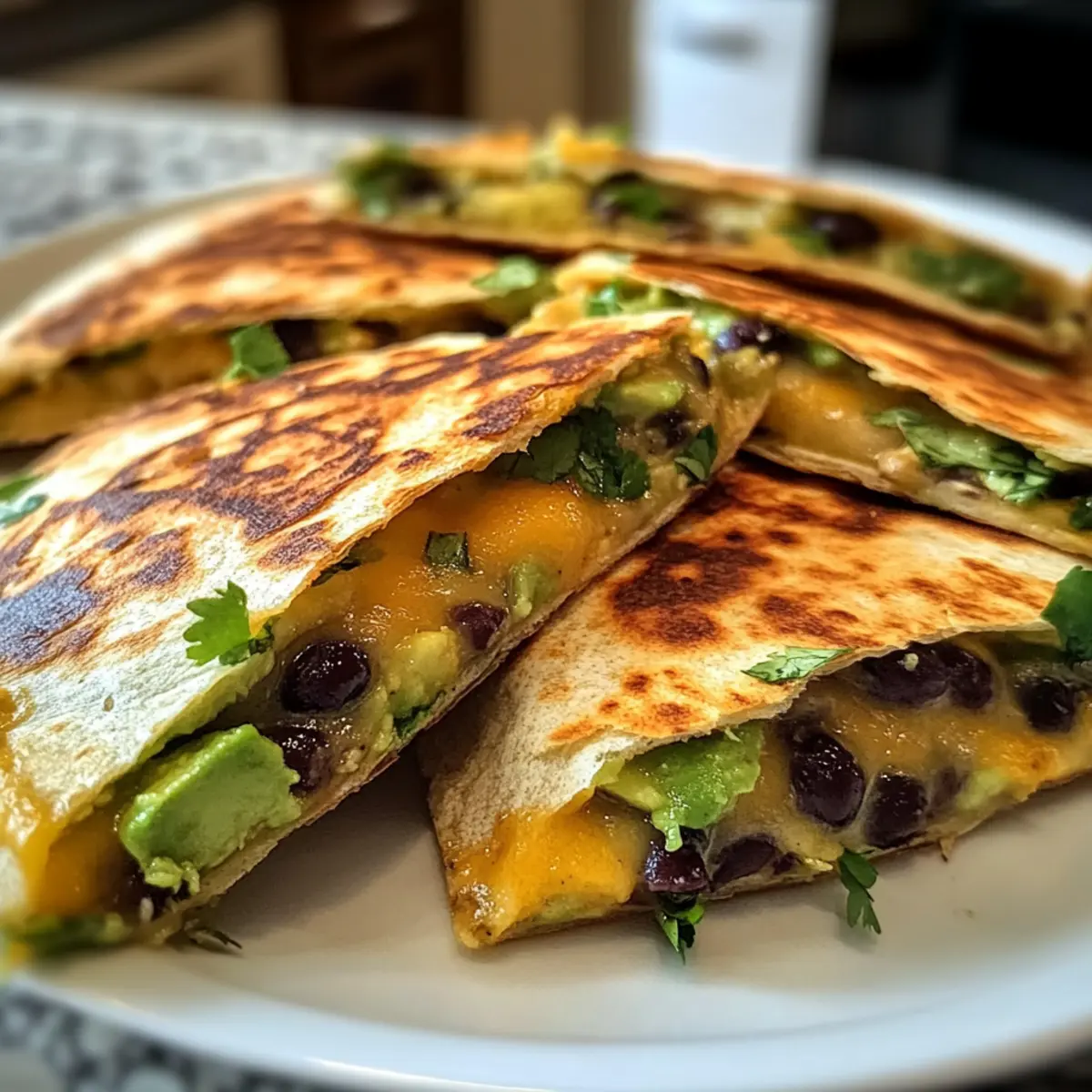 Vegetarische Avocado- und schwarzen Bohnen-Quesadilla