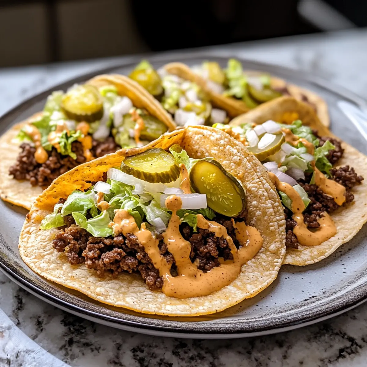 Crispy Smash Burger–Style Tacos Knusprige Smash-Burger–stil Tacos