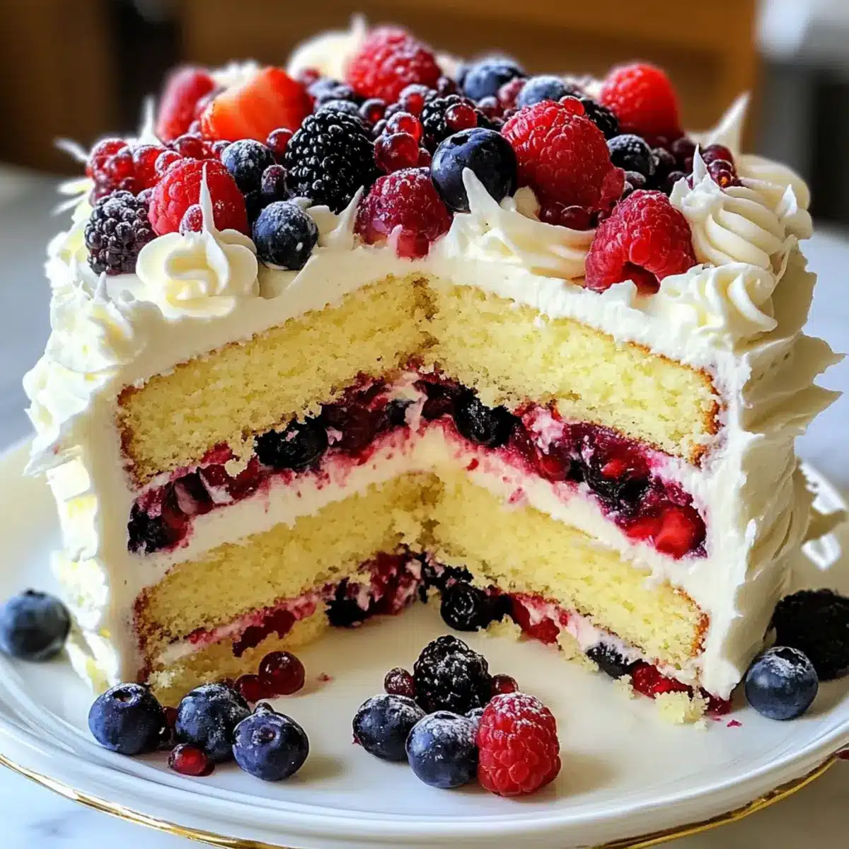 Schicht Weißer Schokoladenbeerenkuchen Genuss Rezept