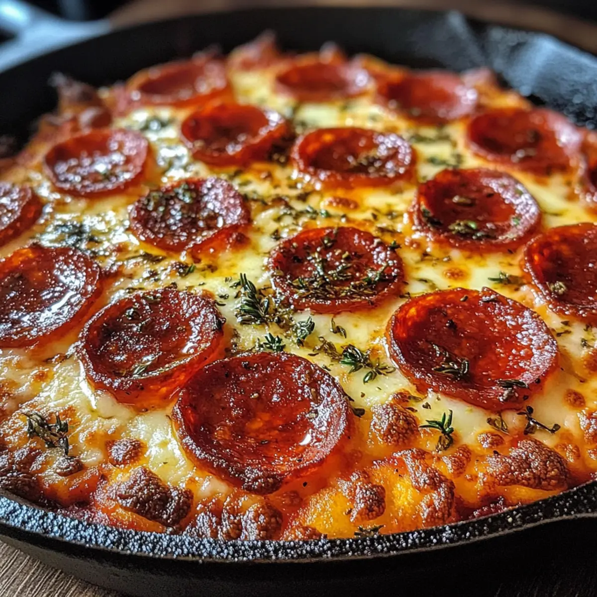 Krosse gusseiserne Pfannenpizza