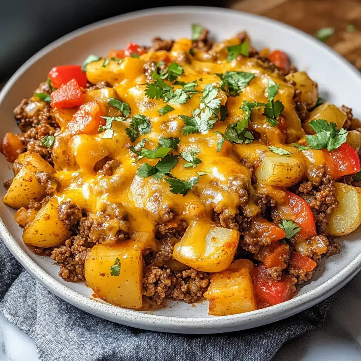 Mexikanisches Rinderhackfleisch- und Kartoffelpfanne